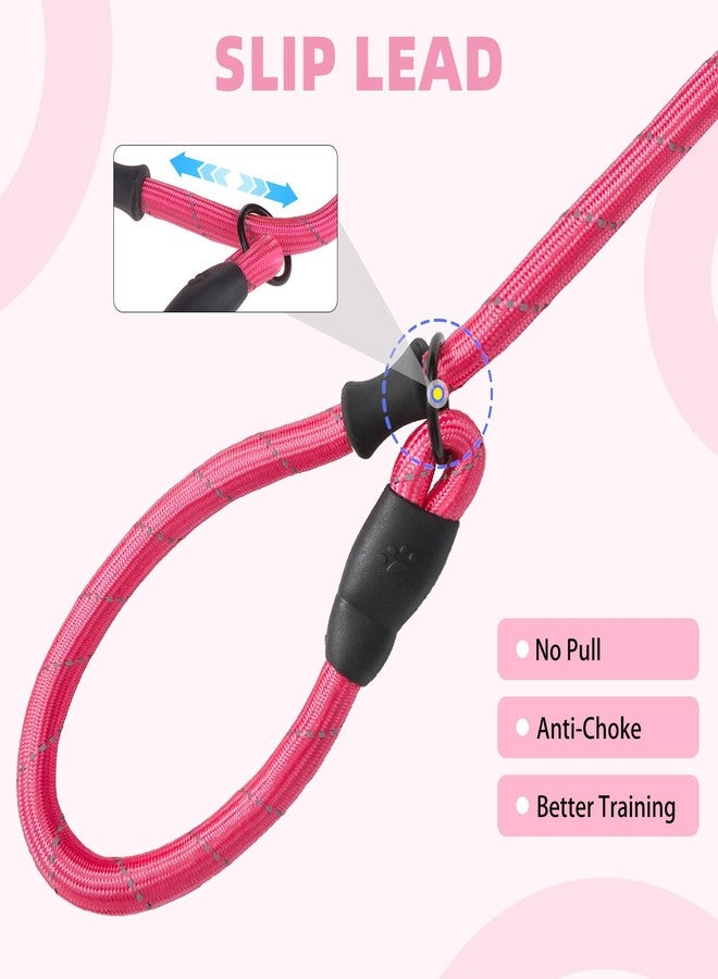 كولتيل طوق ومقود للكلاب من كولتيل مزود بمقابض مزدوجة مبطنة، مقود تدريب متين بطول 6 أقدام يمنع الشد، طوق ومقود عاكس قابل للإزالة متعدد الاستخدامات للحيوانات الأليفة مصنوع من حبل مطاطي وطوق للكلاب متوسطة وكبيرة الحجم، لون وردي - Image 3